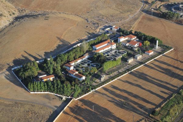Vista aérea de la potabilizadora (ETAP) Santa Engracia, en Badajoz