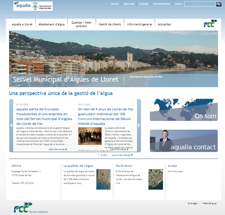 El Servicio Municipal de Aguas de Lloret de Mar estrena web