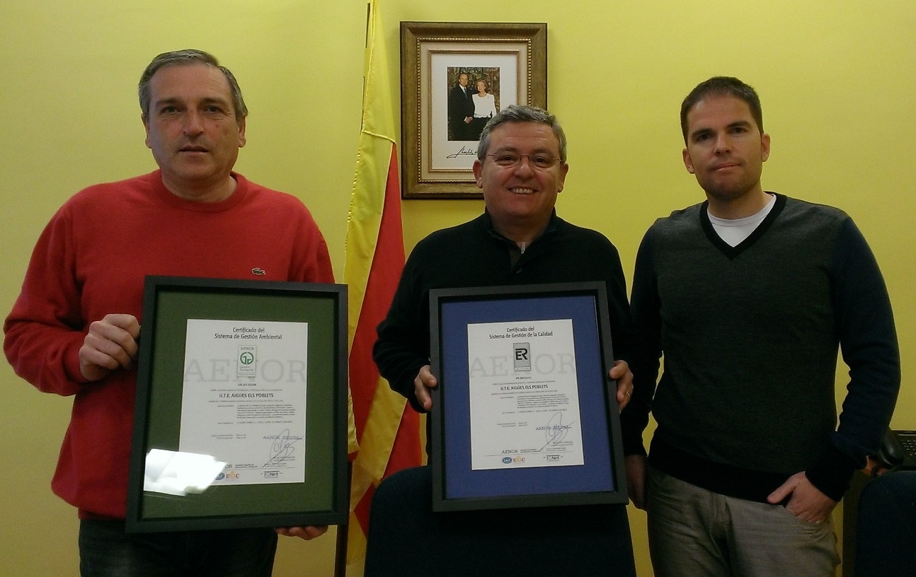 AENOR avala la calidad en la gestión y el respeto al medioambiente del Servicio de Aguas de Els Poblets