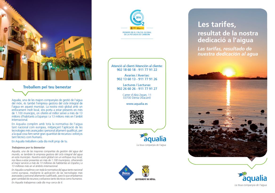 El Ayuntamiento de Dénia y Aqualia lanzan una campaña para explicar la factura del agua