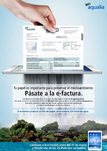 Pasarse a la factura electrónica tiene premio con Aqualia