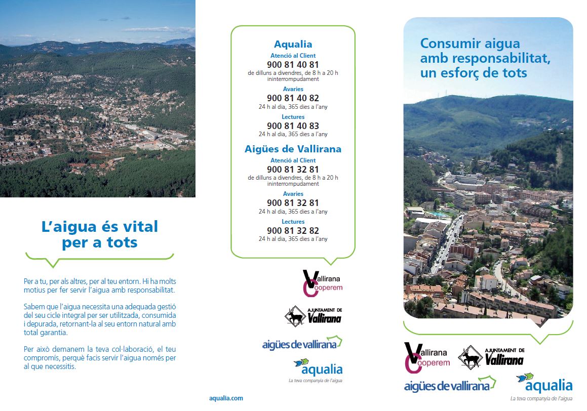 Aigües de Vallirana, Aqualia y el Ayuntamiento fomentan el consumo responsable ante la escasez de agua en el municipio