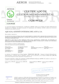 Certificado Calidad Medioambiental AENOR-Calidad y Medio Ambiente-Vigo-Atención al cliente-Aqualia