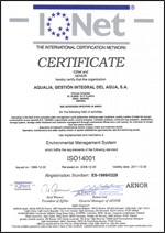Certificado Calidad Medioambiental IQNE-Calidad y Medio Ambiente-Vigo-Atención al cliente-Aqualia